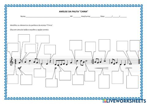 Análise da partitura da música -China-