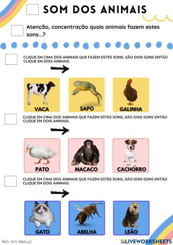 Som dos animais e quebra cabeça