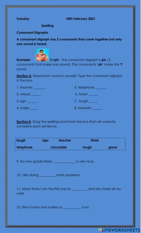 Consonant digraphs