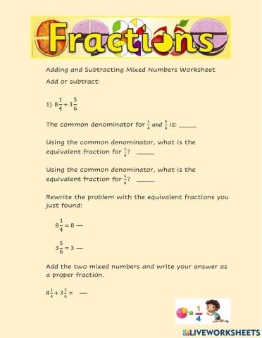 Adding and Subtracting Mixed numbers with regrouping-renaming