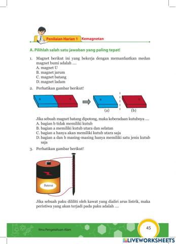 Penilaian Harian 1- Kemagnetan