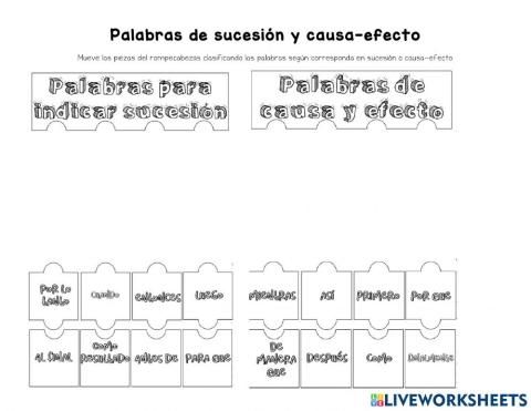 Palabras de sucesión y causa-efecto