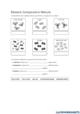 Elements Compounds Mixtures