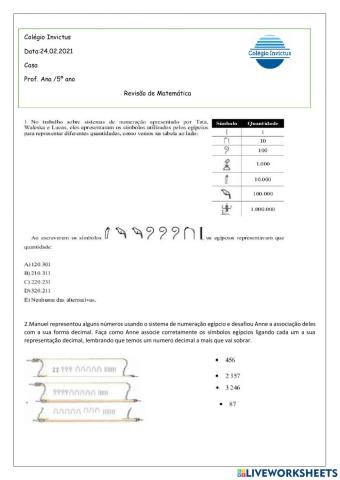 Revisão de matematica