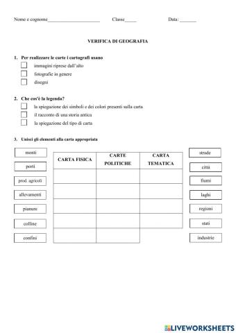 Verifica di geografia: cartografia