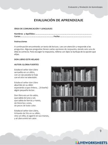 Diagnostico de lectura comprensiva