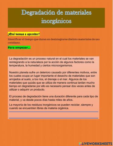 Degradación de materiales inorgánicos