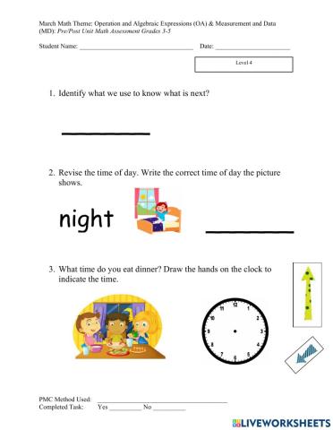 Math 3-5 April Assessment