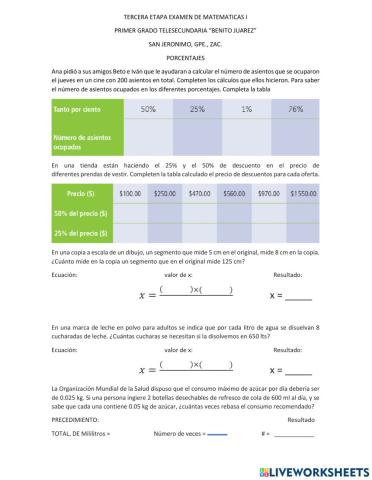 Porcentajes ejemplo