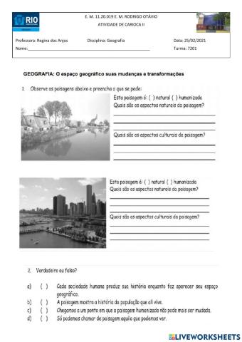 O espaço geográfico - mudanças e transformações