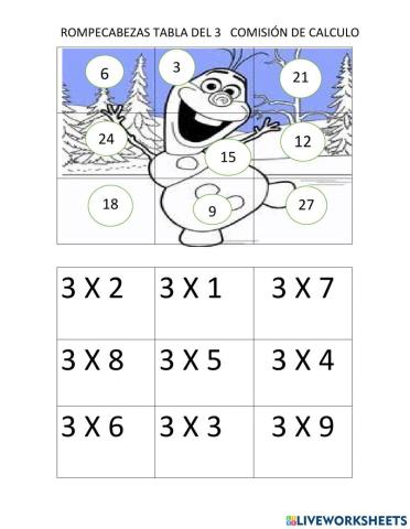 Rompecabezas de multiplicacion