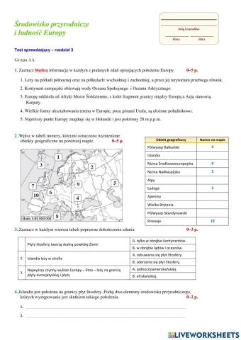 Środowisko geograficzne i ludność Europy AA