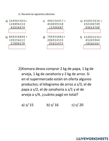 Sumas de números naturales