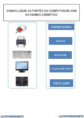 Atividades de informática-Ligue e complete as parte do computador