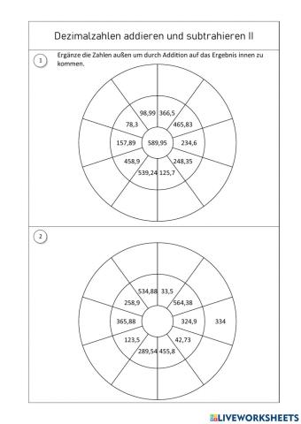 Dezimalzahlen addieren und subtrahieren II