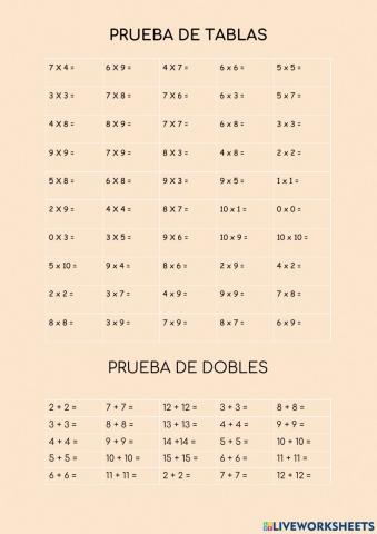 Tablas de multiplicar