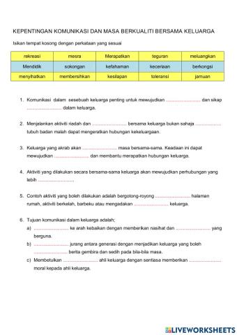 Kepentingan komunikasi dan masa berkualiti bersama keluarga