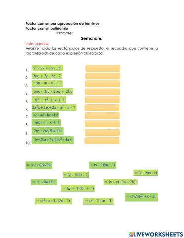 Factor común por agrupación de términos