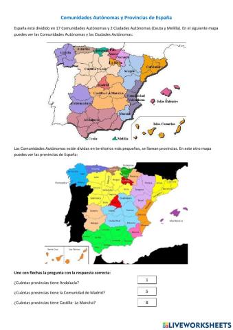 Comunidades autónomas y provincias