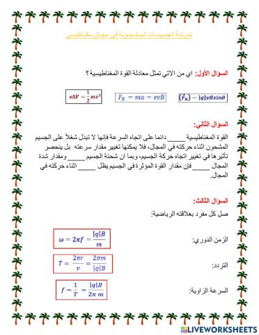 حـركـة الجسيمـات المـشحـونة في مجـال مغنـاطيسي