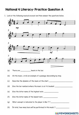 National 4 Literacy Practice Question A