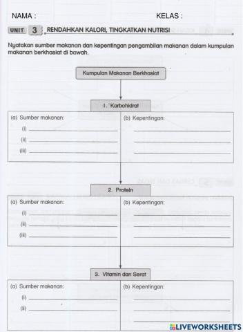 Pendidikan Kesihatan T6 Unit 3 Rendahkan Kalori, Tingkatkan Nutrisi