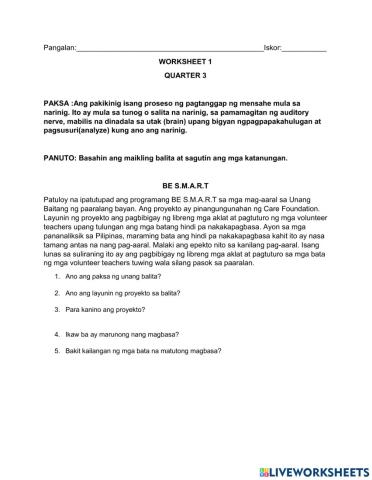 3rd quarter worksheet 1