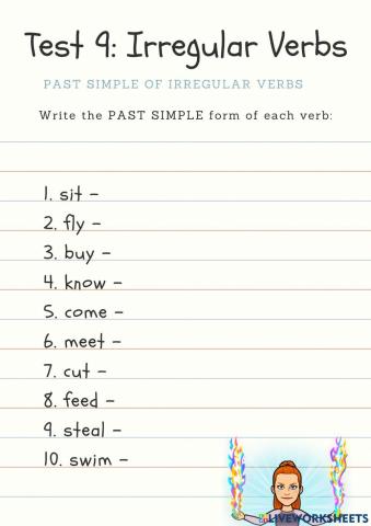 Irregular Verb Past Simple Test (9)