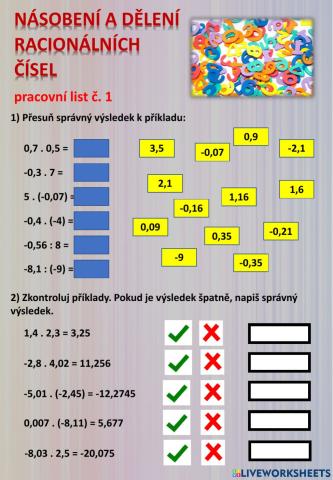 Násobení a dělení racionálních čísel