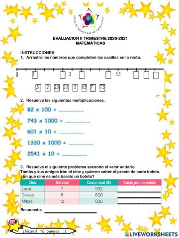 Examen 2trim Matemáticas 6°