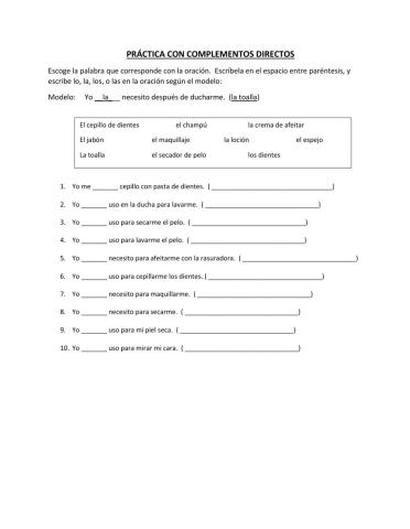 Direcg Object Pronouns Practice