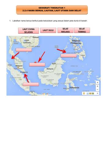 Nama laut utama dan selat