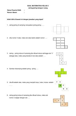 LKPD Matematika Jaring-jaring Kubusbdan Balok