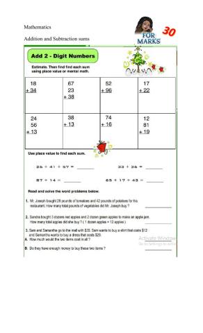 Addition 10s and 1s TEST