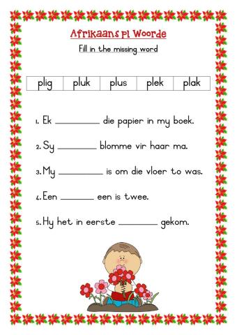 Afrikaans pl sound worksheet 3