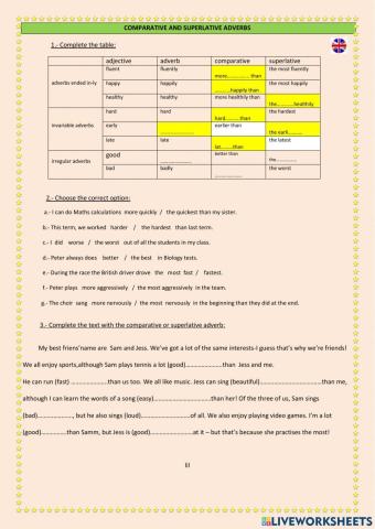 Comparative & superlative adverbs