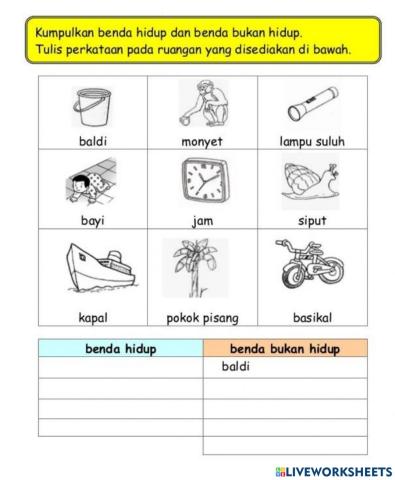 Mengelas: Benda hidup dan benda bukan hidup