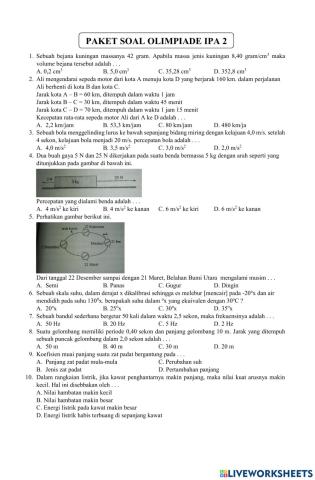 Soal latihan olimpiade ipa 2 bagian 1