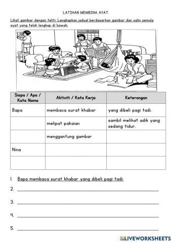 BAHASA MELAYU TAHUN 3 : Latihan Membina Ayat