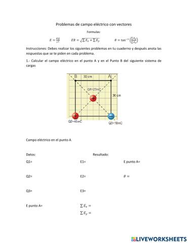 Problemas de campo con vectores