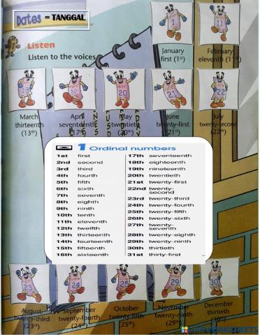 DATE, Ordinal Numbers. part 3 Kls 3 (04-02-2021)