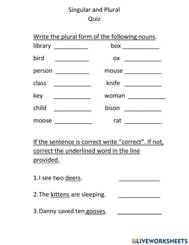 Singular and Plural Nouns