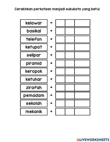 Perkataan KV+KV+KVK