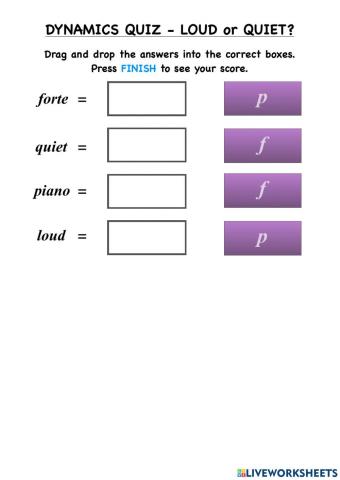 Dynamics Quiz KS1 LOUD or QUIET