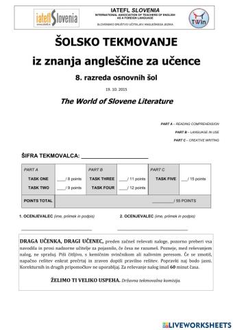 Tekmovanje iz znanja angleščine 2015