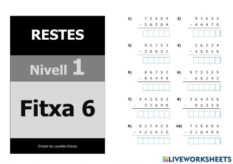 Restes nivell 5 - 1r nivell - Fitxa 6