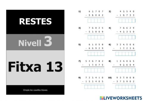 Restes nivell 5 - 3r nivell - Fitxa 13