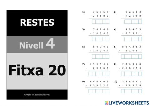 Restes nivell 5 - 4t nivell - Fitxa 2