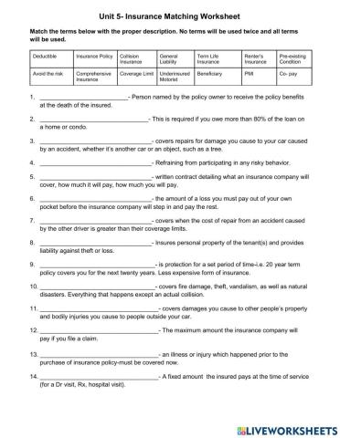 Insurance Review - Matching