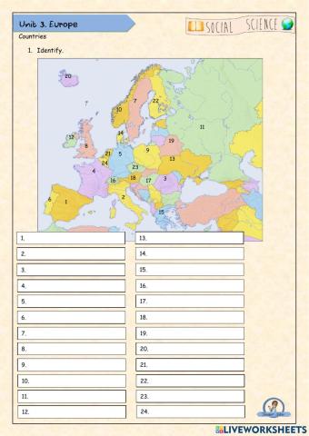 Countries and Capitals Europe